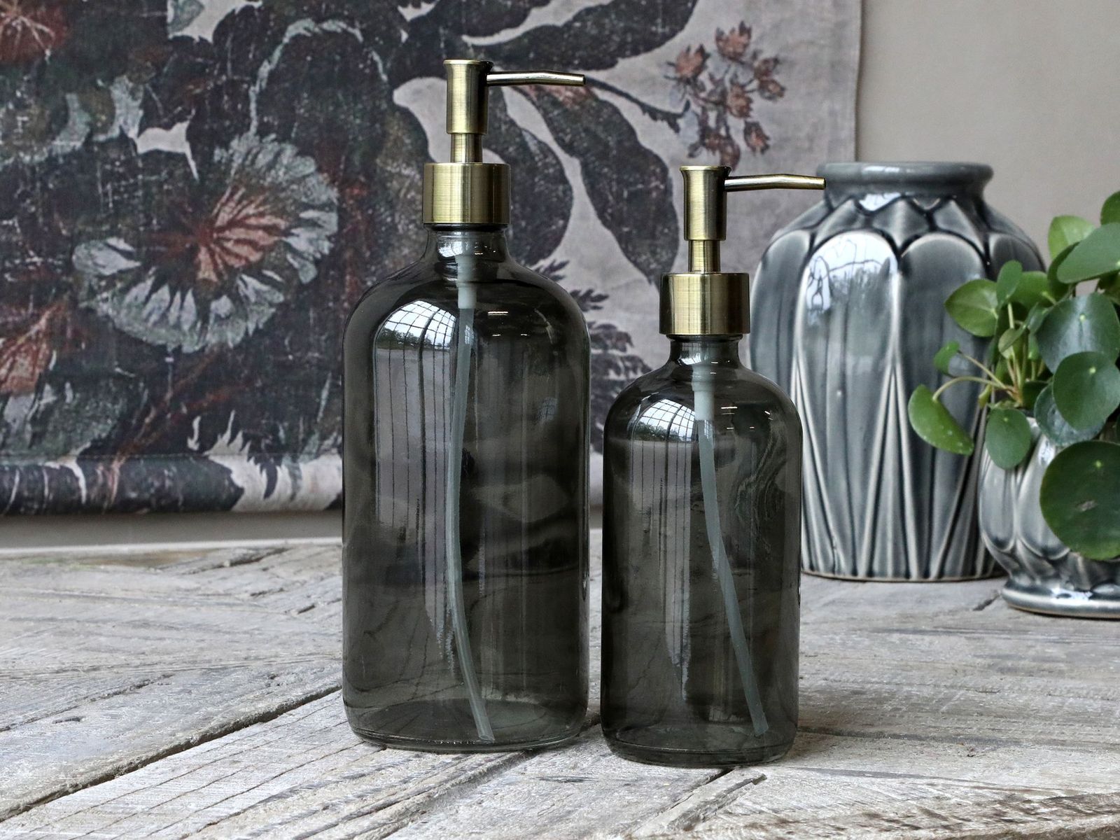 Rustic Charcoal Glass Soap Dispenser With Pump - My Rustic Home
